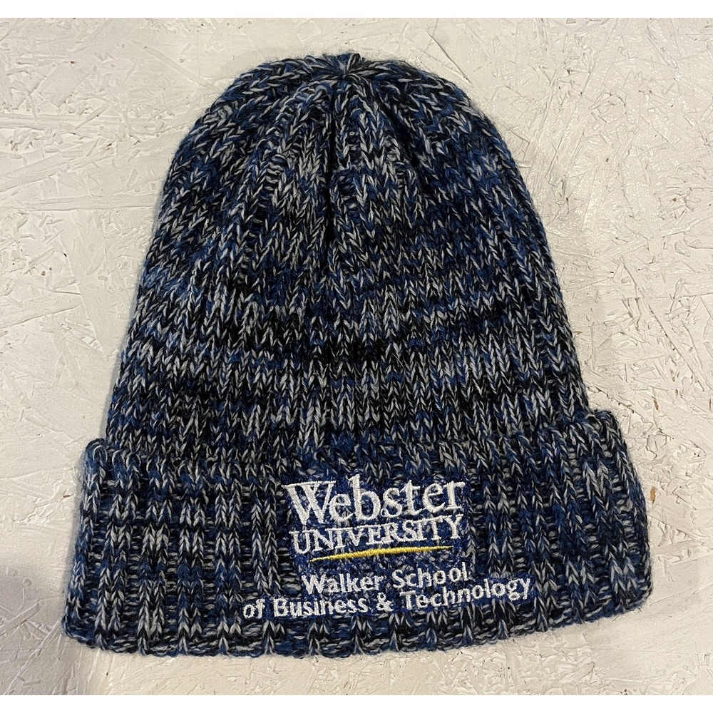 Webster University Knit Beanie Hat College Winter‎ Blue Business Technology